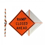 Roll Up Sign & Stand - 48 Inch Reflective Ramp Closed Ahead Roll Up Traffic Sign